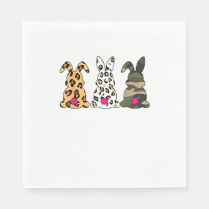 Serviette En Papier Lapins Bunnies Camouflage léopard Joyeux Pâques