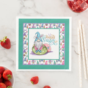 Serviette En Papier Lapins de Pâques Gnomes