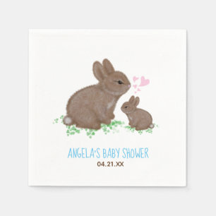 Serviette En Papier Lapins Mignons Cœurs Personnalisés Baby Shower Gar