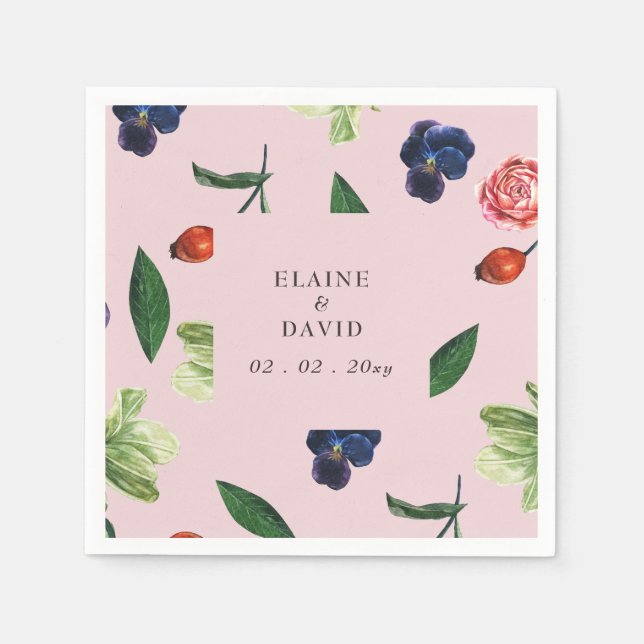 Serviette En Papier L'aquarelle rustique fleurit le Mariage floral (Devant)