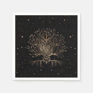 Serviette En Papier L'Arbre des Chouettes d'Or