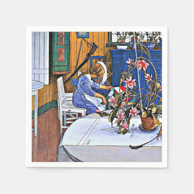 Serviette En Papier Larsson : Intérieur avec un cactus (Devant)