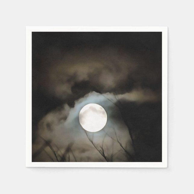 Serviette En Papier L'art céleste de la lune d'hiver (Devant)