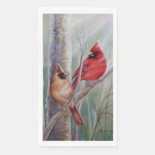 Serviette En Papier L'art de l'aquarelle rouge cardinal