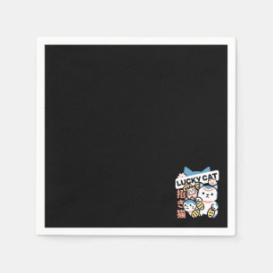 Serviette En Papier L'art du chat chanceux – Maneki Neko avec pièce d'