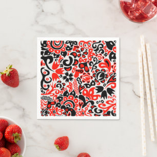Serviette En Papier L'art populaire ukrainien motif floral abstact
