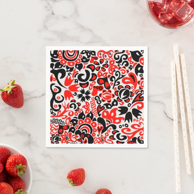 Serviette En Papier L'art populaire ukrainien motif floral abstact (En situation)