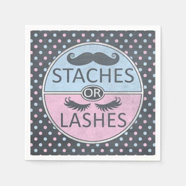 Serviette En Papier Lashes ou Staches serviettes de fête. (Devant)
