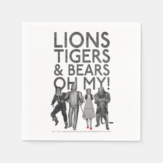 Serviette En Papier L'Assistant D'Oz™ | Lions Tigers & Ours Oh My! (Devant)