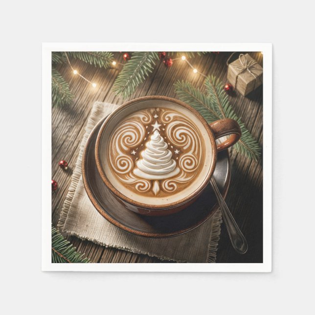 Serviette En Papier Latte de l'arbre de Noël (Devant)
