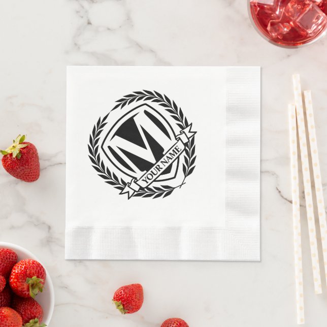 Serviette En Papier Laurel Monogram Design Napkins (En situation)