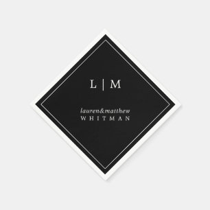 Serviette En Papier Lauren Black Monogramme Mariage élégant