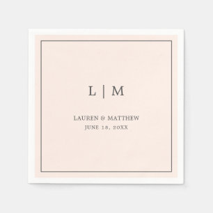 Serviette En Papier Lauren Blush Pink Monogramme Mariage élégant