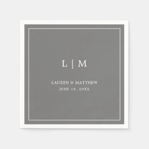 Serviette En Papier Lauren Grey Monogramme Mariage élégant