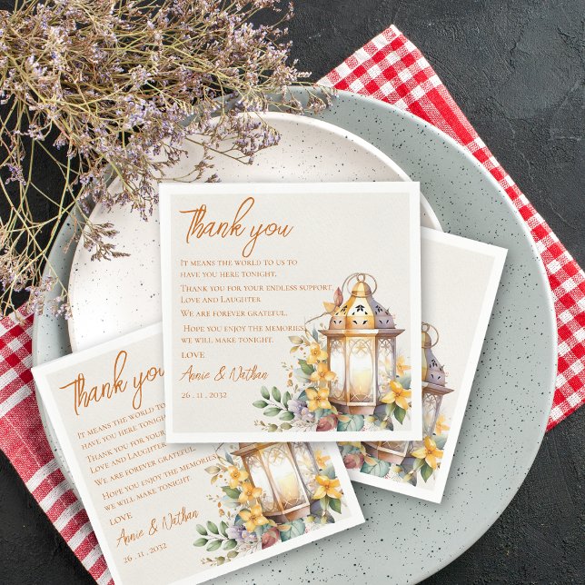 Serviette En Papier L'automne quitte Mariage Réception Merci Message (Fall Autumn Leaves Wedding Thank you Message Napkins)