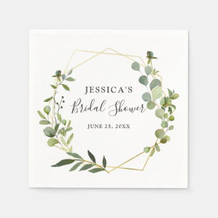 Serviette En Papier Lavage de mariage géométrique d'eucalyptus moderne