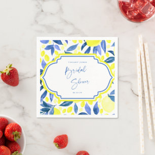 Serviette En Papier Lavage de mariage Moderne Jaune Bleu Citrons