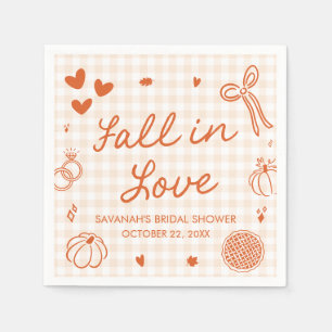 Serviette En Papier Lavage de mariage Orange Dessiné à la Main Coup de