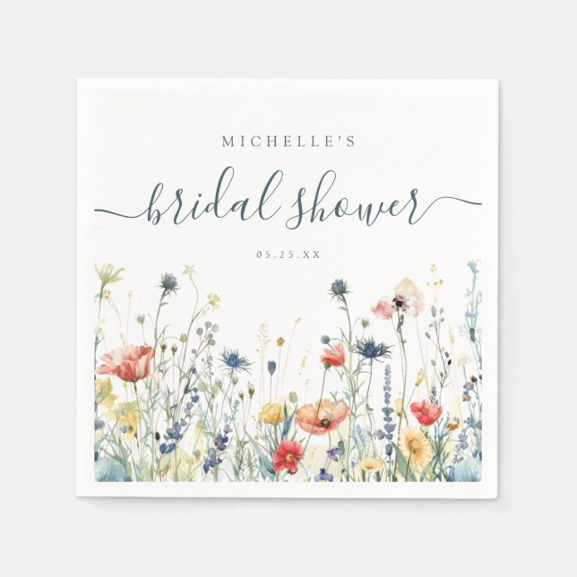 Serviette En Papier Lavage de Mariée Fleur Sauvage Vibrant (Devant)