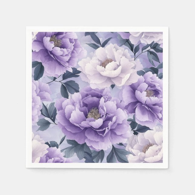 Serviette En Papier Lavande douce et Motif botanique violet (Devant)