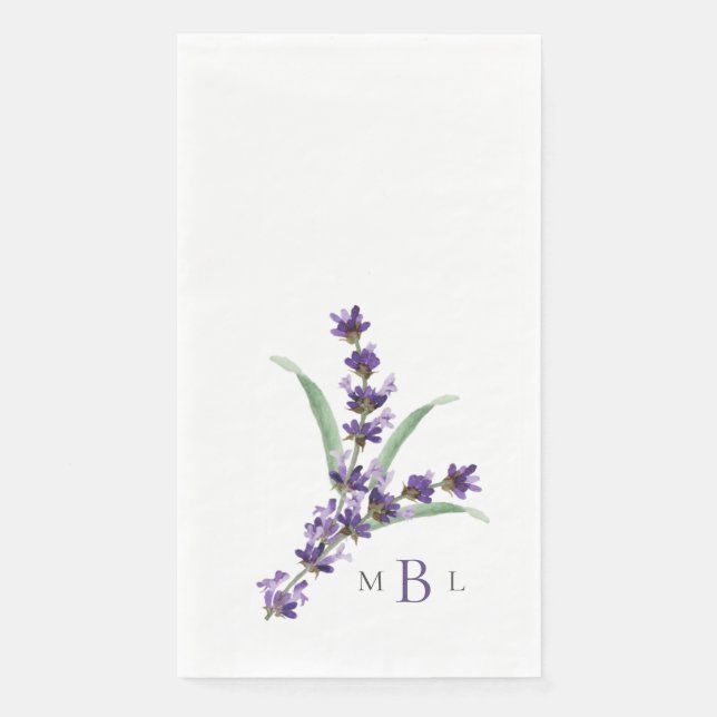 Serviette En Papier Lavande Élégant Mariage de monogramme de feuillage (Devant)