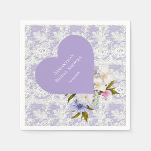 Serviette En Papier Lavande et Dentelle Baby Shower