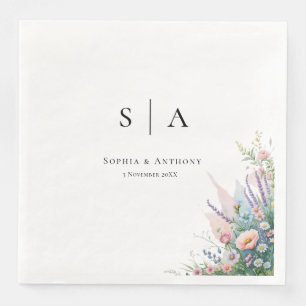 Serviette En Papier Lavande et Mariage Fleur sauvage serviettes