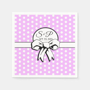 Serviette En Papier Lavande et pois blanc Pointe Blanc Bow Personnalis