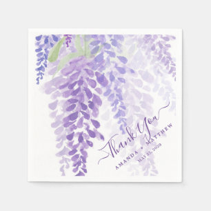 Serviette En Papier Lavande Purple Aquarelle Wisteria Blooms Mariage