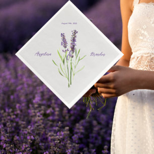 Serviette En Papier Lavande vintage sur gris clair - mariage