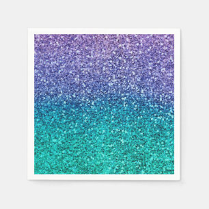 Serviette En Papier Lavande Violet & Vert Aqua Teal Pailleté Fête