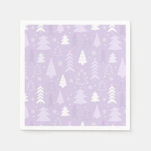 Serviette En Papier Lavande violette Arbres hiver Noël