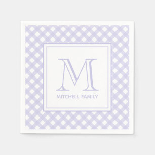 Serviette En Papier Lavender Country Style En vichy Motif Monogramme