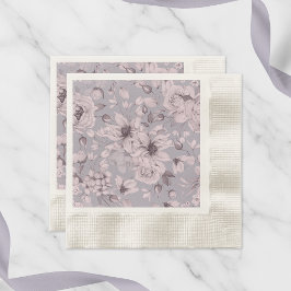Serviette En Papier Lavender Grey Floral Watercolor