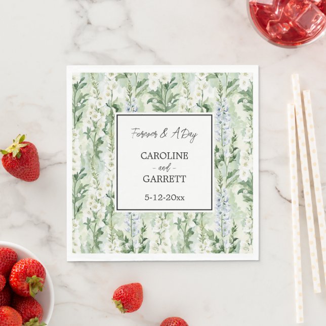 Serviette En Papier Lavender White Delphinium Flowers Bridal Wedding (En situation)