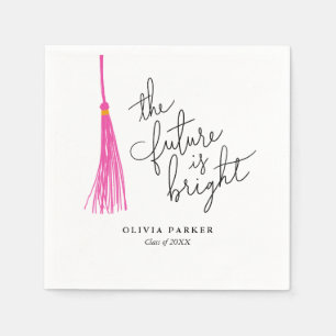 Serviette En Papier L'avenir est brillant Graduation Pink Tassel
