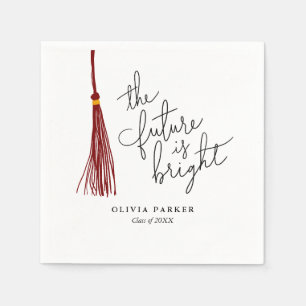 Serviette En Papier L'avenir est brillant Maroon Tassel