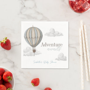 Serviette En Papier L'aventure Attend Garçon Fête Prénatale Montgolfiè