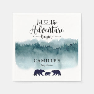 Serviette En Papier L'aventure commence aquarelle Montagnes Ours