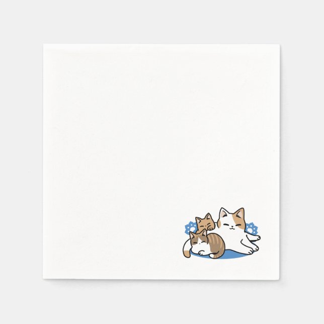 Serviette En Papier Laze Furr Days - Cute Lazy Cats Design (Devant)