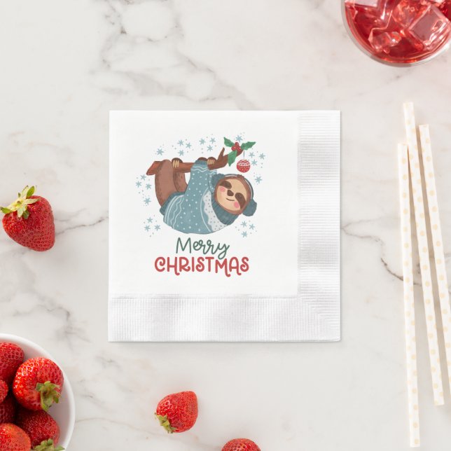 Serviette En Papier Lazy Sloth Noël (En situation)