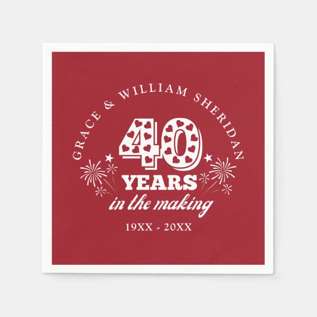 Serviette En Papier Le 40e anniversaire du Mariage en devenir (Devant)