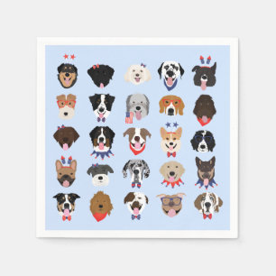 Serviette En Papier Le 4 Juillet Dog Visages