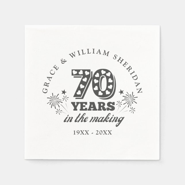 Serviette En Papier Le 70e anniversaire du Mariage (Devant)