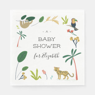 Serviette En Papier Le Baby shower de la jungle luxuriante