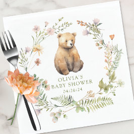 Serviette En Papier Le Baby shower de l'Ours de la nature