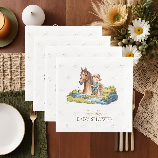 Serviette En Papier Le Baby shower Derby du pêcheur mignon (Créateur téléchargé)