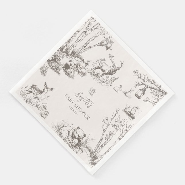 Serviette En Papier Le Baby shower des animaux des bois (Coin)