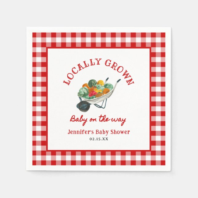 Serviette En Papier Le Baby shower des fermiers cultivés localement (Devant)