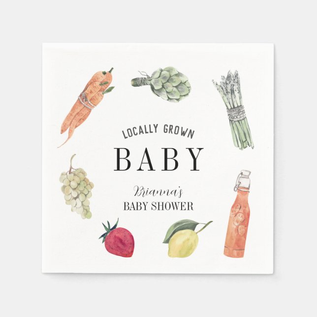 Serviette En Papier Le Baby shower des fermiers cultivés localement (Devant)